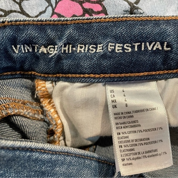 American Eagle Outfitters Hand Painted Vintage High Rise Festival Jean Shorts 4 - Picture 8 of 12